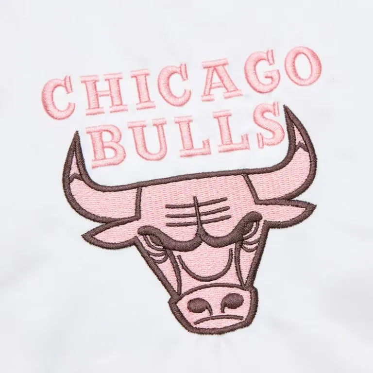 Chicago Bulls Classic Neopolitan White Satin Varsity Men's Bomber Jacket