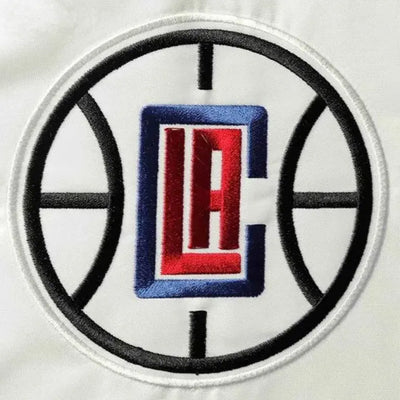 Los Angeles Clippers Full-Snap Varsity Red & White Satin Men's Bomber Jacket
