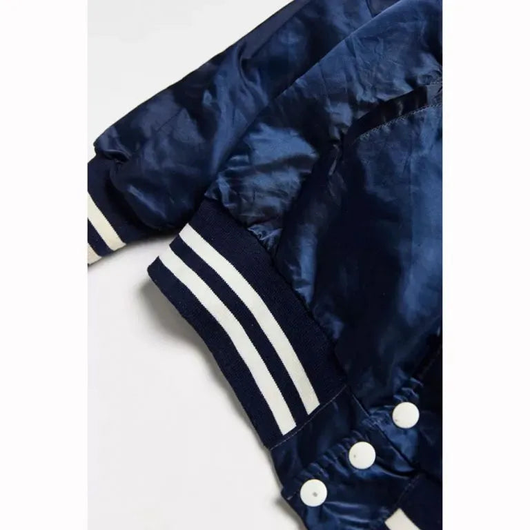90s New York Yankees Blue Satin Bomber Men's Jacket