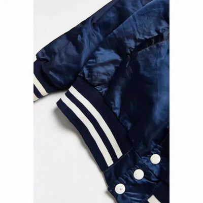 90s New York Yankees Blue Satin Bomber Men's Jacket