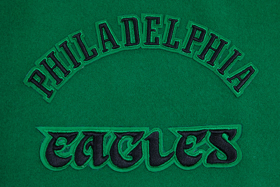 Philadelphia Eagles Mash Up Retro Classic Green Wool & White Genuine Leather Sleeves Men's Varsity Letterman Jacket