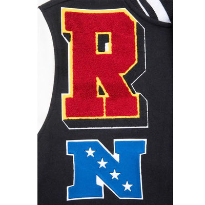 Arizona Cardinals Mashup Rib Black Wool & White Leather Sleeves Varsity Men's Jacket