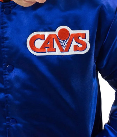 Cleveland Cavaliers Basketball Full-Snap Varsity Royal Blue Satin Men's Bomber Jacket