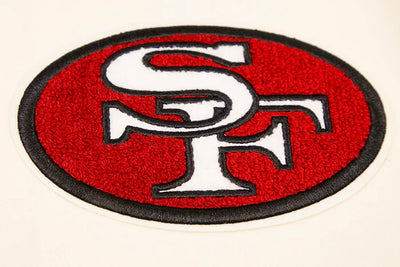 San Francisco 49ers Mash Up Retro Classic Off White Wool & Red Genuine Leather Sleeves Men's Varsity Letterman Jacket