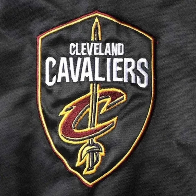 Cleveland Cavaliers The Champ Full-Snap Varsity Black Satin Men's Bomber Jacket