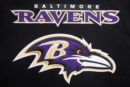 Baltimore Ravens Black Wool and White Leather Sleeves Varsity Men's Jacket