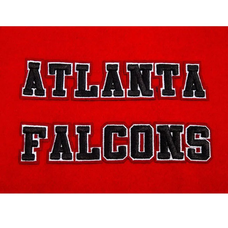 Atlanta Falcons Varsity Red Wool & Black Genuine Leather Sleeves Men's Letterman Jacket