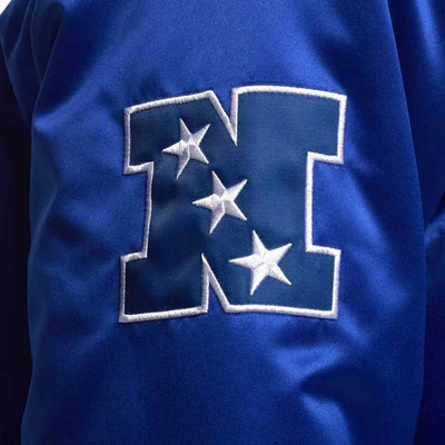 New York Giants Heavyweight Full-Snap Varsity Royal Blue Satin Men's Bomber Jacket