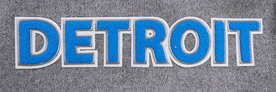 Detroit Lions Grey Wool & White Genuine Leather Sleeves Men's Varsity Jacket