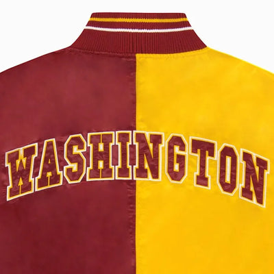 Washington Commanders Color Block Full-Snap Varsity Satin Men's Bomber Jacket