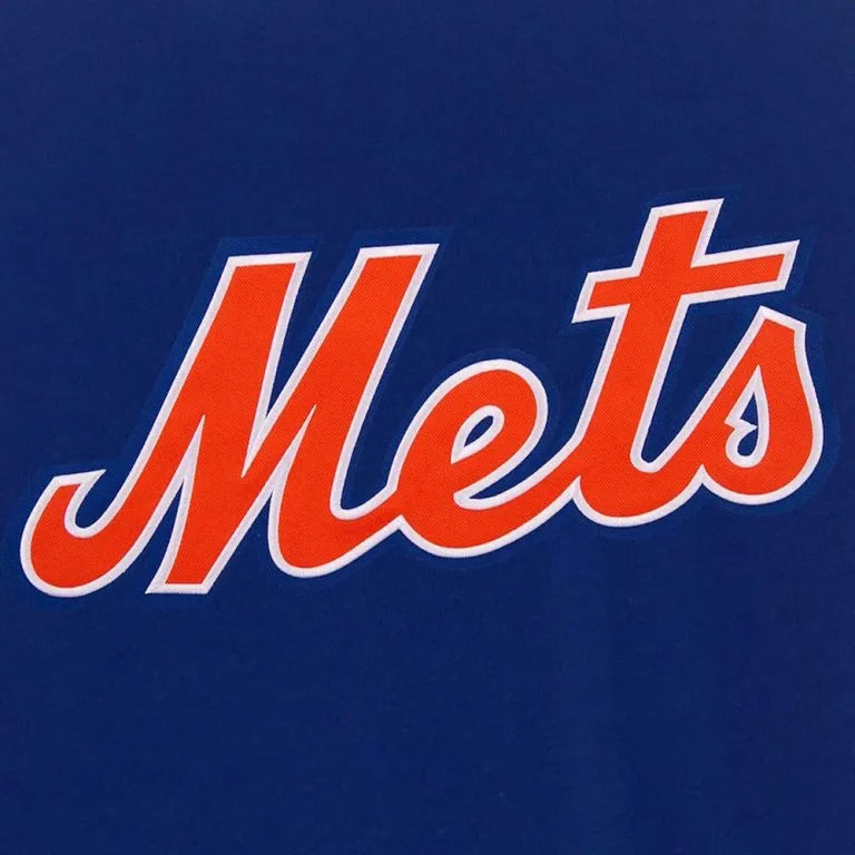 New York Mets Royal Blue Wool & White Leather Sleeves Varsity Men's Jacket