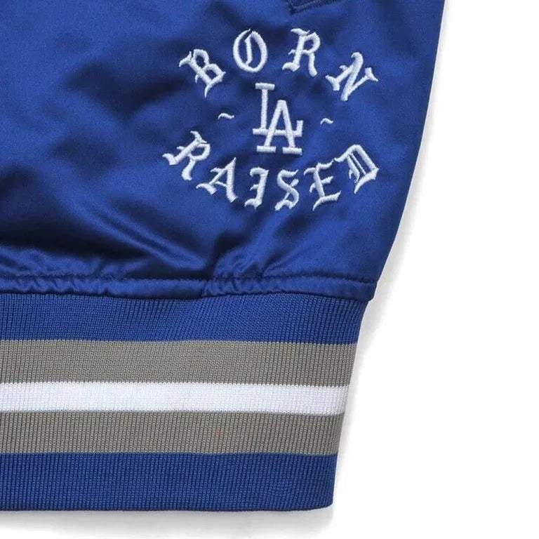 LA Dodgers Born Raised Post Season Blue Full-Snap Satin Men's Jacket