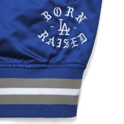 LA Dodgers Born Raised Post Season Blue Full-Snap Satin Men's Jacket