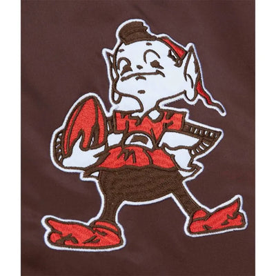 Cleveland Browns Heavyweight Full-Snap Varsity Brown Satin Men's Bomber Jacket