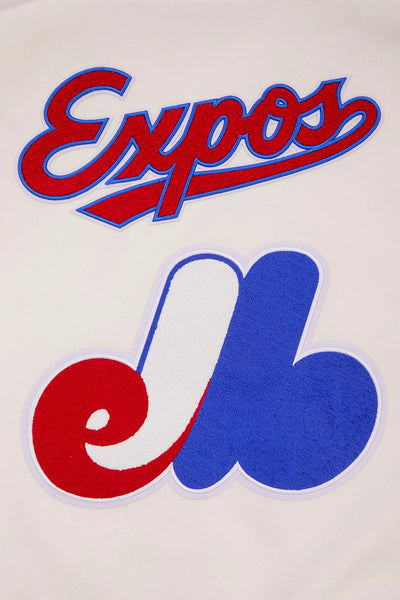 Montreal Expos Retro Classic Rib Off White Wool & Red Leather Sleeves Varsity Men's Jacket