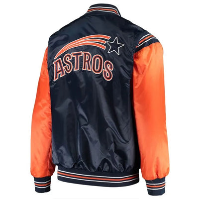 Houston Astros Enforce Navy/Orange Satin Varsity Full-Snap Men's Jacket
