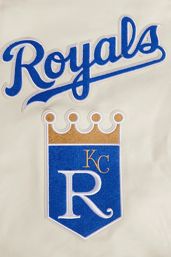Kansas City Royals Varsity Off White Wool & Blue Leather Sleeves Men's Jacket