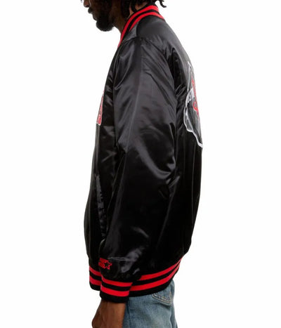 Houston Rockets Full-Snap Varsity Black Satin Men's Bomber Jacket