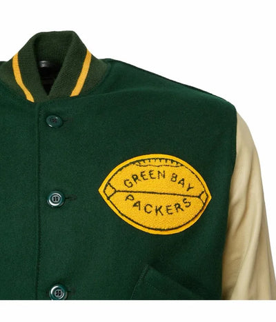 1950 Green Bay Packers Green Wool and Beige Genuine Leather Sleeves Men's Varsity Letterman Jacket