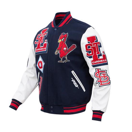 St. Louis Cardinals Mash Up Navy Blue Wool & White Leather Sleeves Varsity Men's Jacket