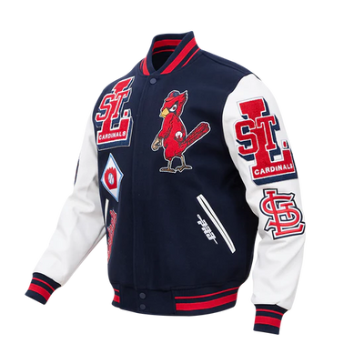 St. Louis Cardinals Mash Up Navy Blue Wool & White Leather Sleeves Varsity Men's Jacket