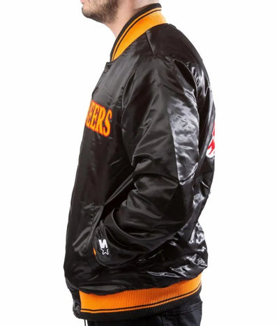 Tampa Bay Buccaneers Full-Snap Varsity Black Satin Men's Bomber Jacket