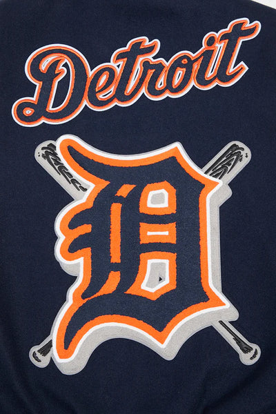 Detroit Tigers Navy Blue Wool & White Leather Sleeves Varsity Men's Jacket
