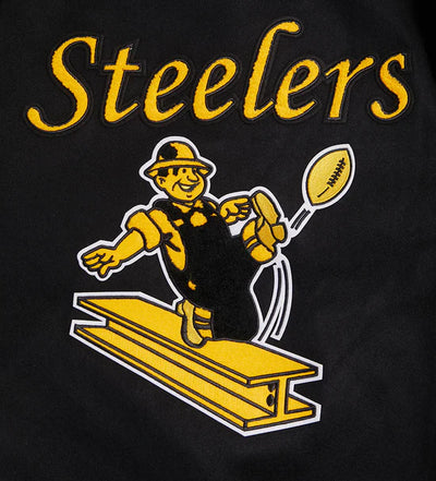 Pittsburgh Steelers Retro Classic Black Wool & Genuine Leather Sleeves Men's Varsity Letterman Jacket