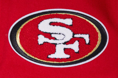 San Francisco 49ers Mash Up Retro Classic Red Wool & White Genuine Leather Sleeves Men's Varsity Letterman Jacket