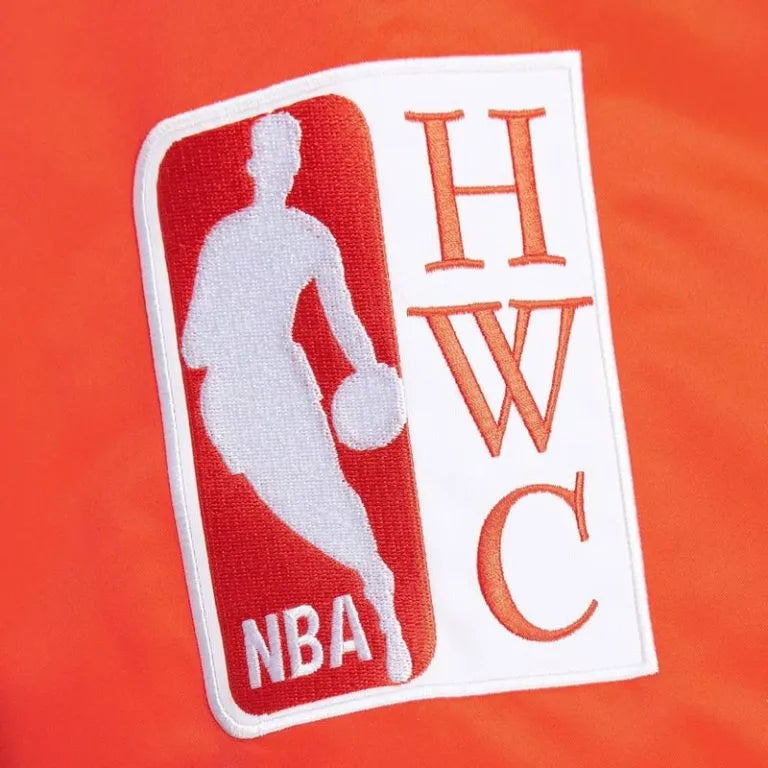 New York Knicks Primetime Full-Snap Varsity Royal Blue and Orange Satin Men's Bomber Jacket