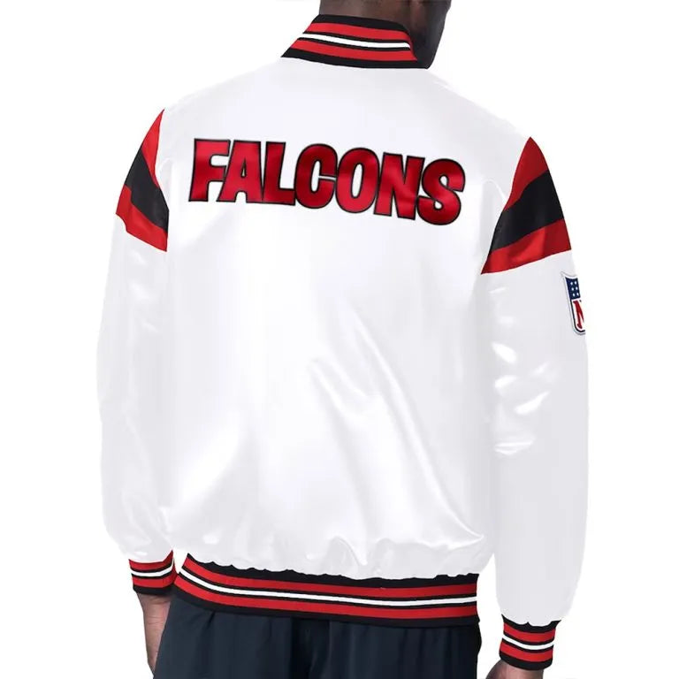 Atlanta Falcons Full-Snap Varsity White Satin Men's Bomber Jacket