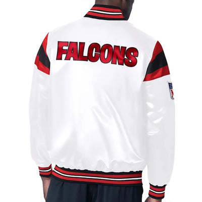 Atlanta Falcons Full-Snap Varsity White Satin Men's Bomber Jacket
