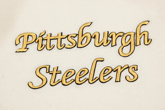 Pittsburgh Steelers Retro Classic Cream Wool & Black Genuine Leather Sleeves Men's Varsity Letterman Jacket