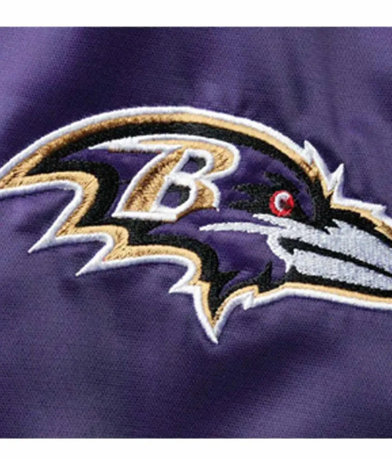 Baltimore Ravens Full-Snap Varsity Purple and Black Satin Men's Bomber Jacket