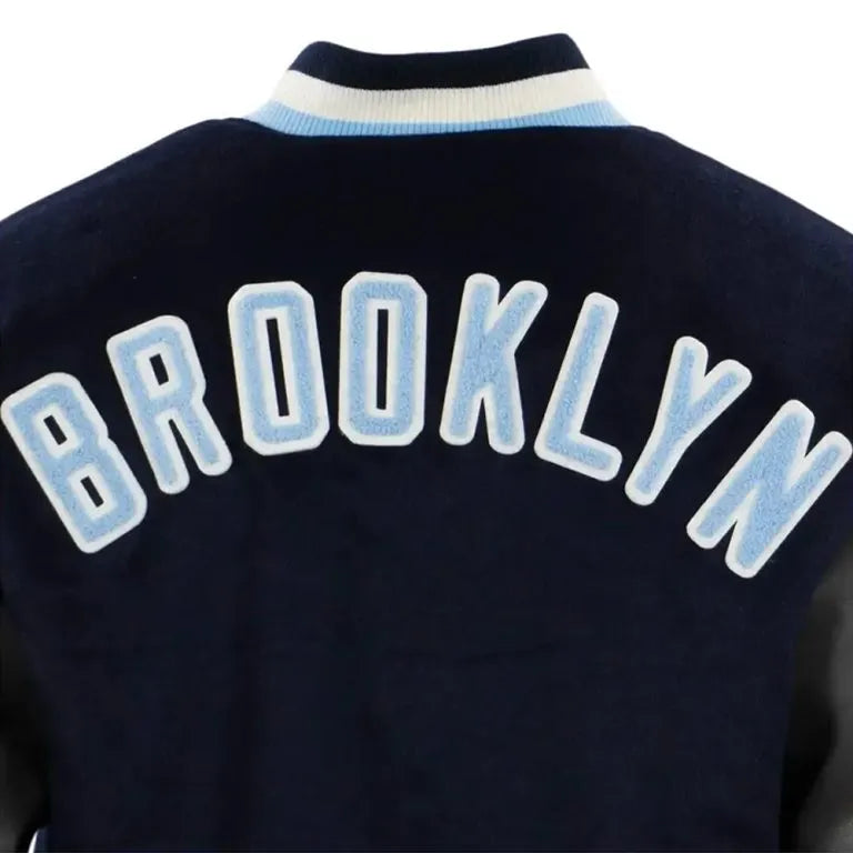 Brooklyn Royal Giants Navy Blue Wool & Gray Genuine Leather Sleeves Men's Letterman Varsity Jacket
