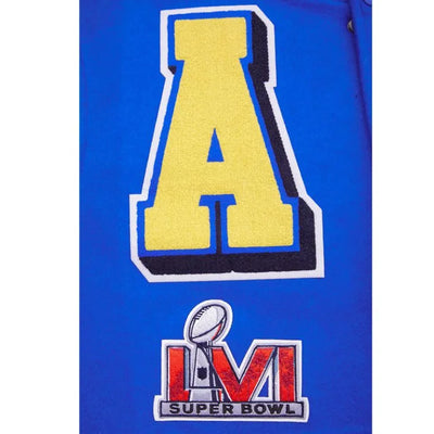 Los Angeles Rams Mashup Royal Blue Wool and White Genuine Leather Sleeves Men's Varsity Letterman Jacket