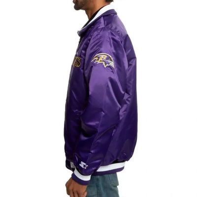 Baltimore Ravens Full-Zip Varsity Purple Satin Men's Bomber Jacket
