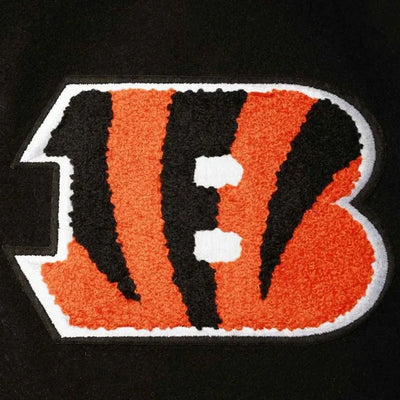 Cincinnati Bengals Black Wool & White Genuine Leather Sleeves Men's Varsity Jacket