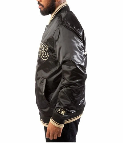 Los Angeles Lakers Full-Snap Varsity Black/Gold Satin Men's Bomber Jacket