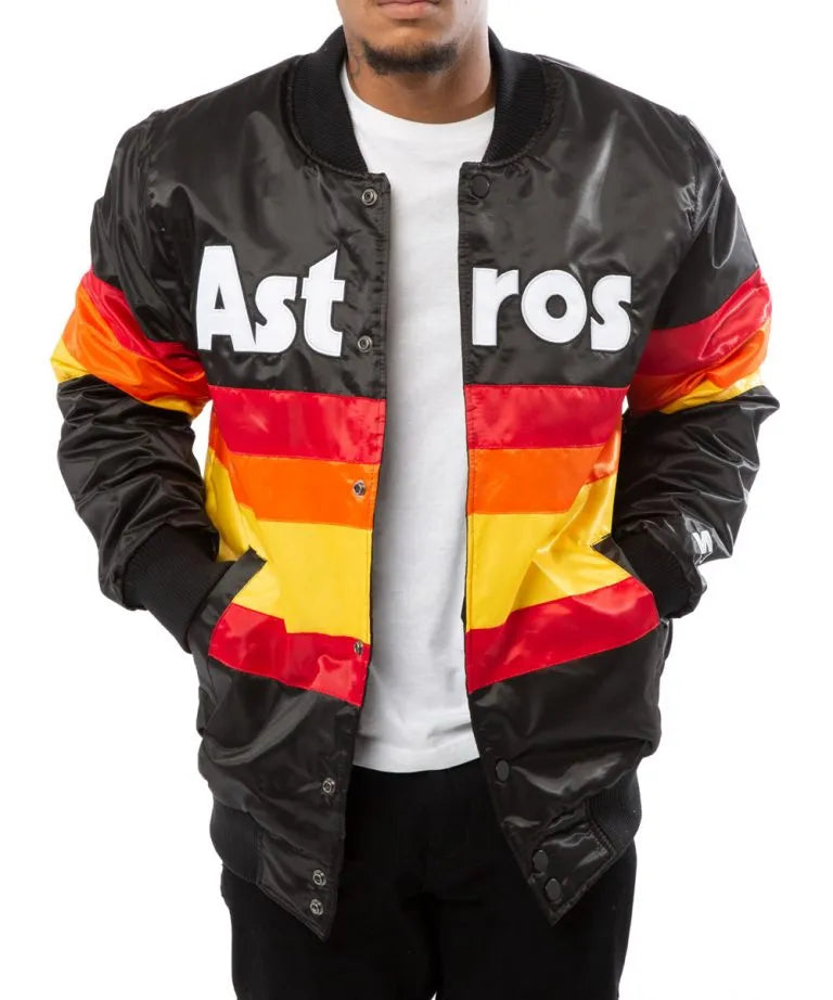 Astros Houston Bomber Black Satin Men's Jacket
