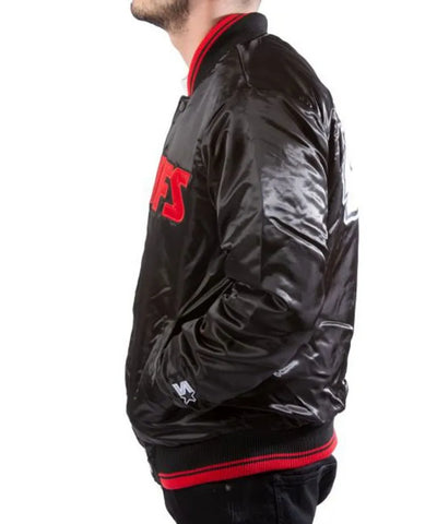 Kansas City Chiefs Full-Snap Varsity Black Satin Men's Bomber Jacket