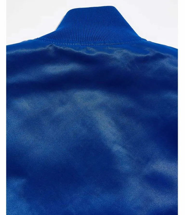 New York Giants Full-Snap Varsity Blue Satin Men's Bomber Jacket