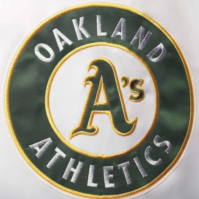 Oakland Athletics Clean-Up Hitter White/Green Varsity Satin Men's Jacket