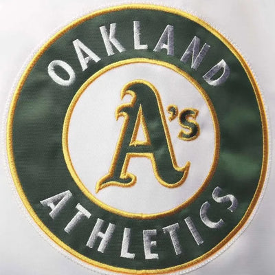 Oakland Athletics Clean-Up Hitter White/Green Varsity Satin Men's Jacket