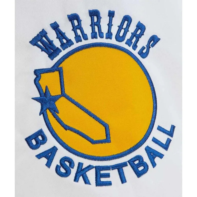 Golden State Warriors  City Collection Full-Snap Varsity White Satin Men's Bomber Jacket