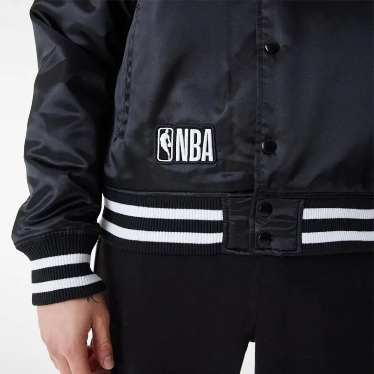 NBA Los Angeles Lakers Full-Snap Varsity Black Satin Men's Bomber Jacket