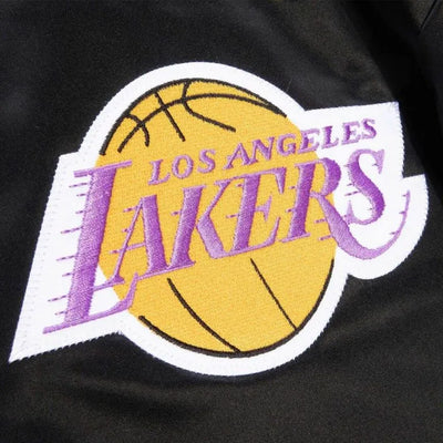 Los Angeles Lakers Champ City Full-Snap Varsity Black Satin Men's Bomber Jacket