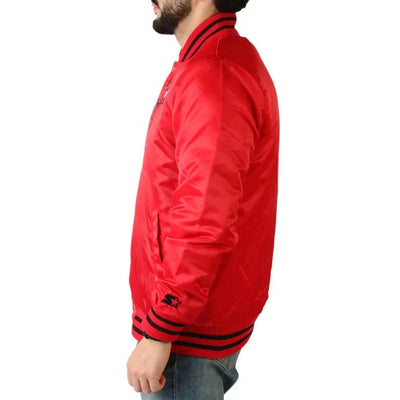 NBA Chicago Bulls Champions Full-Snap Varsity Red Satin Men's Bomber Jacket