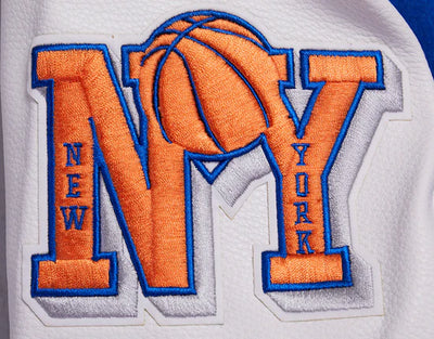 New York Knicks Varsity Royal Blue Wool & White Genuine Leather Sleeves Men's Letterman Jacket