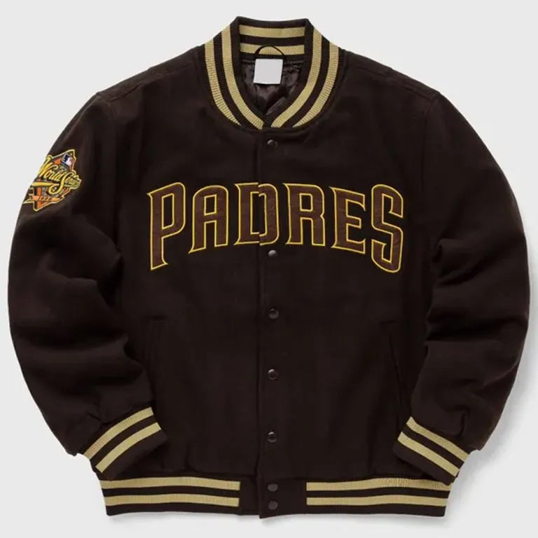 San Diego Padres Brown Wool Full-Snap Varsity Men's Jacket